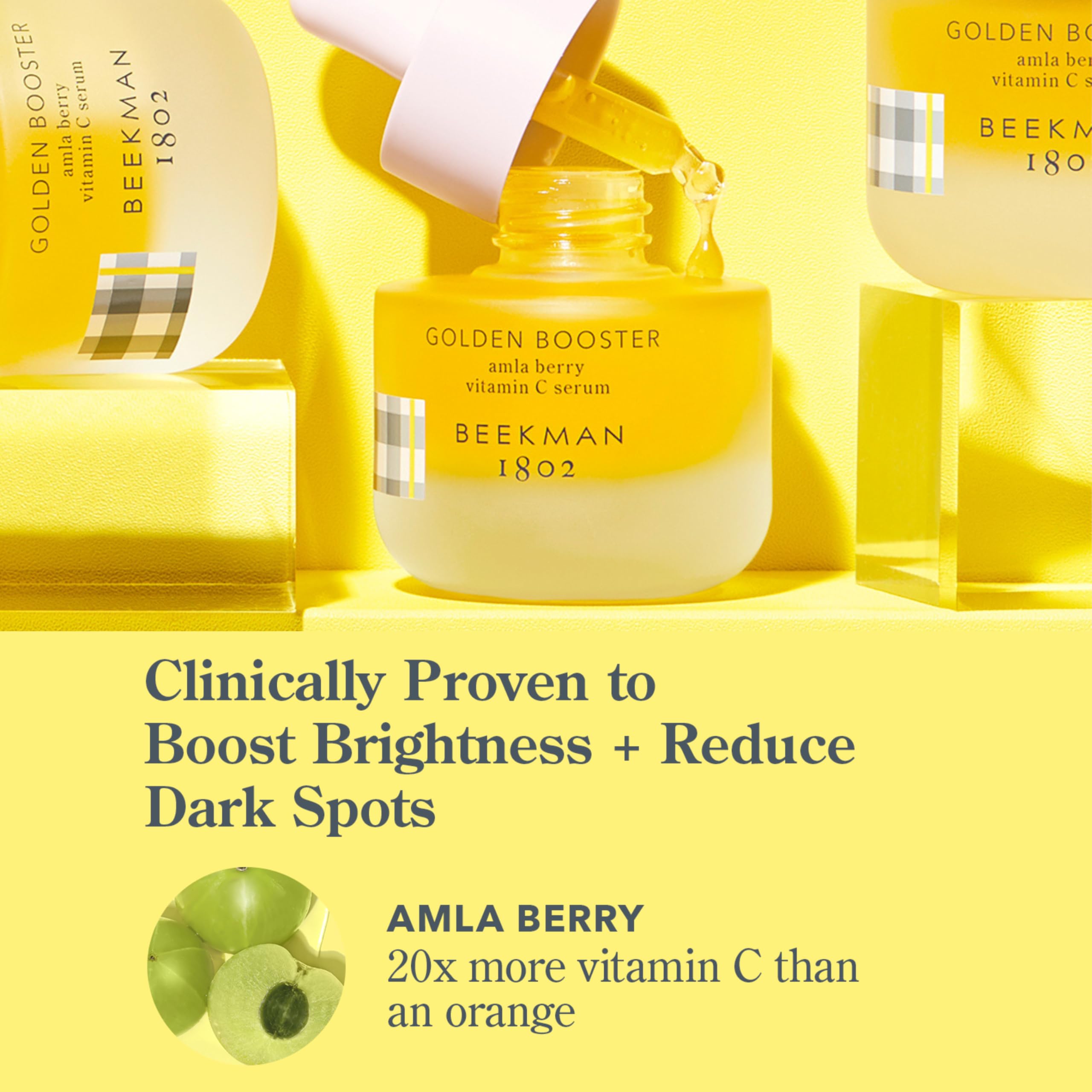 Beekman 1802 Golden Booster dropper demonstrates fragrance-free morning application
