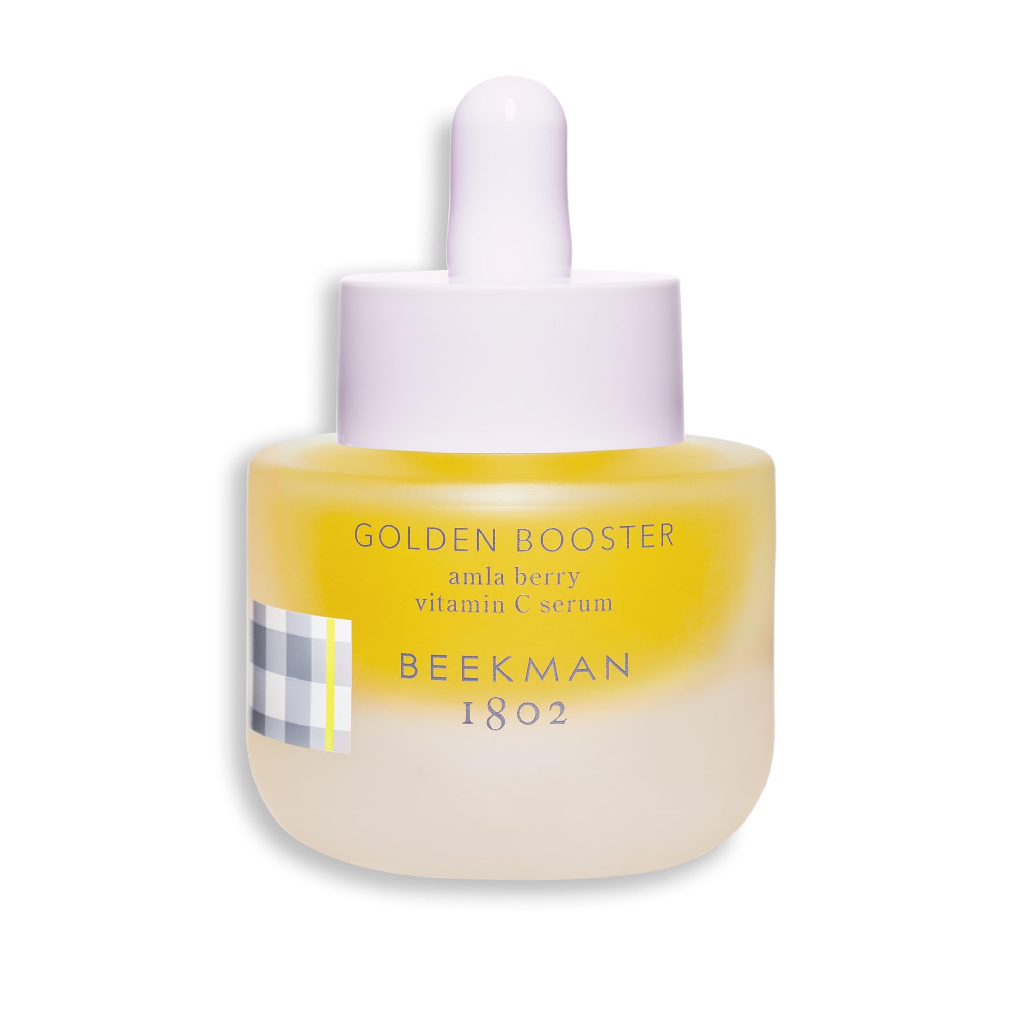 Beekman 1802 Golden Booster serum label shows fragrance-free formula for sensitive skin