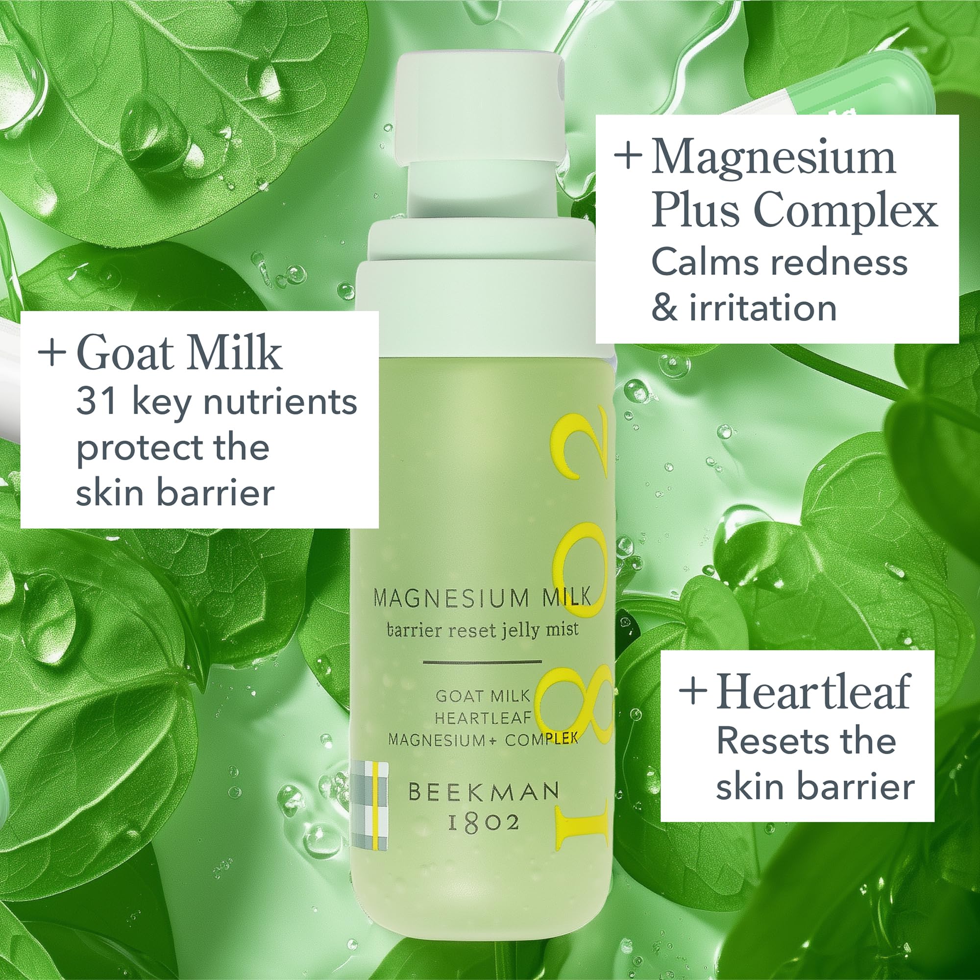 Beekman 1802 fragrance-free label detail highlighting a clean, gentle formula