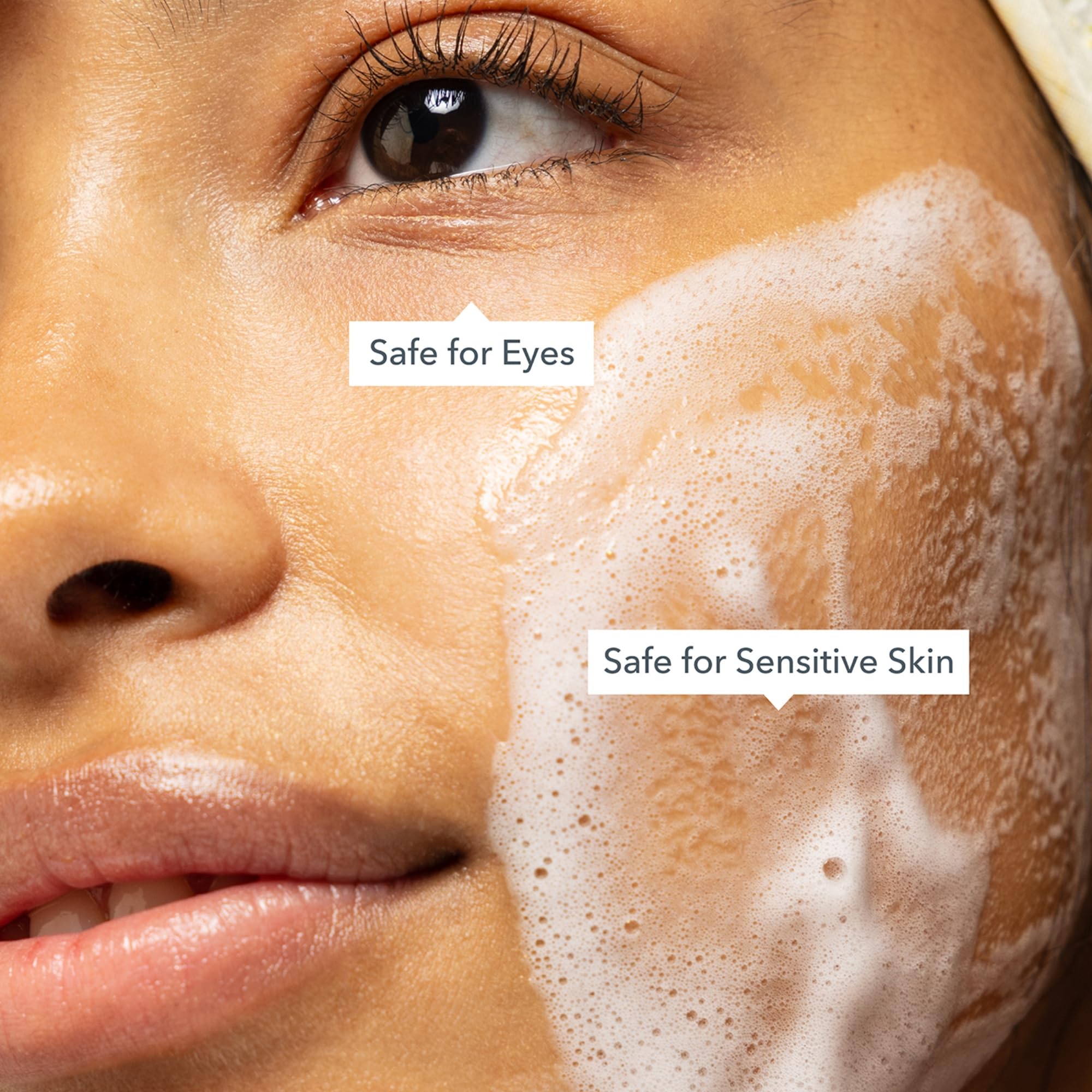Beekman 1802 milky micellar action cleansing impurities on skin.