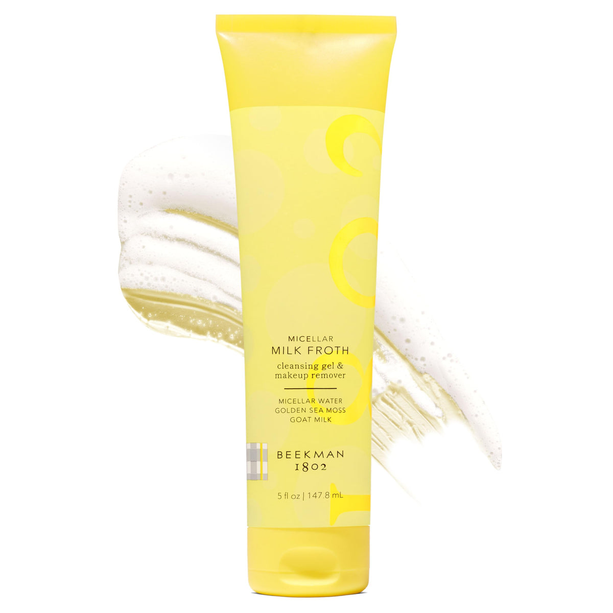 Beekman 1802 micellar milk froth cleanser bottle for daily gentle cleansing.