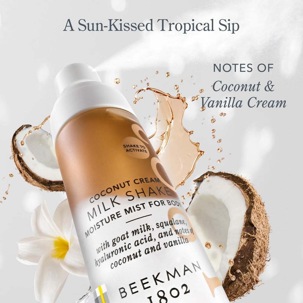 Beekman 1802 Milk Shake Body Mist application spray ready for refreshment