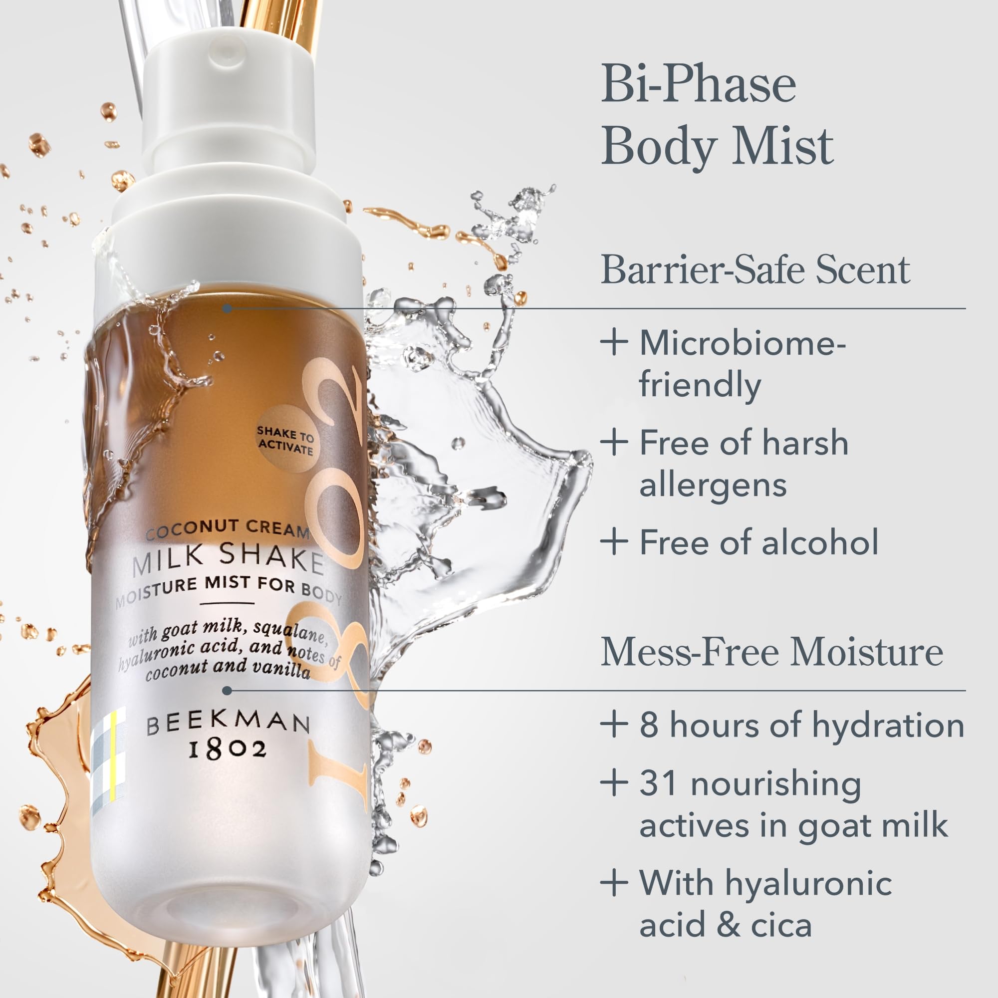 Beekman 1802 Milk Shake Body Mist goat milk ingredients close up