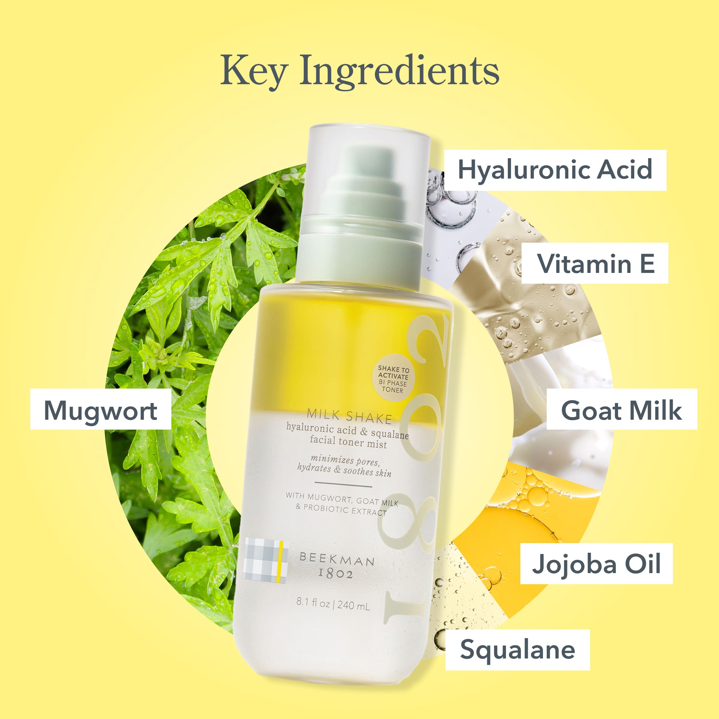 Beekman 1802 Milk Shake skin hydration closeup demonstrates calm, balanced complexion