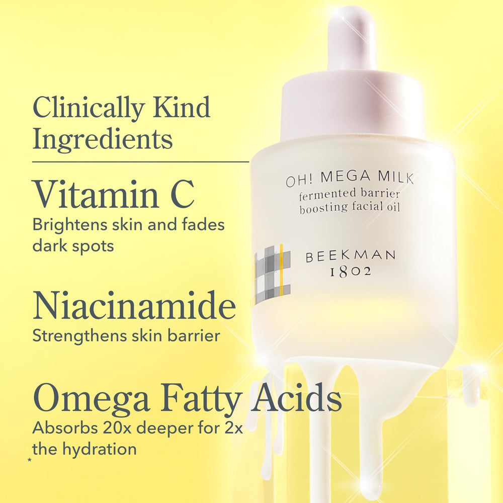 Beekman 1802 Oh! Mega Milky Oil texture swatch reveals a silky, non sticky hydration.