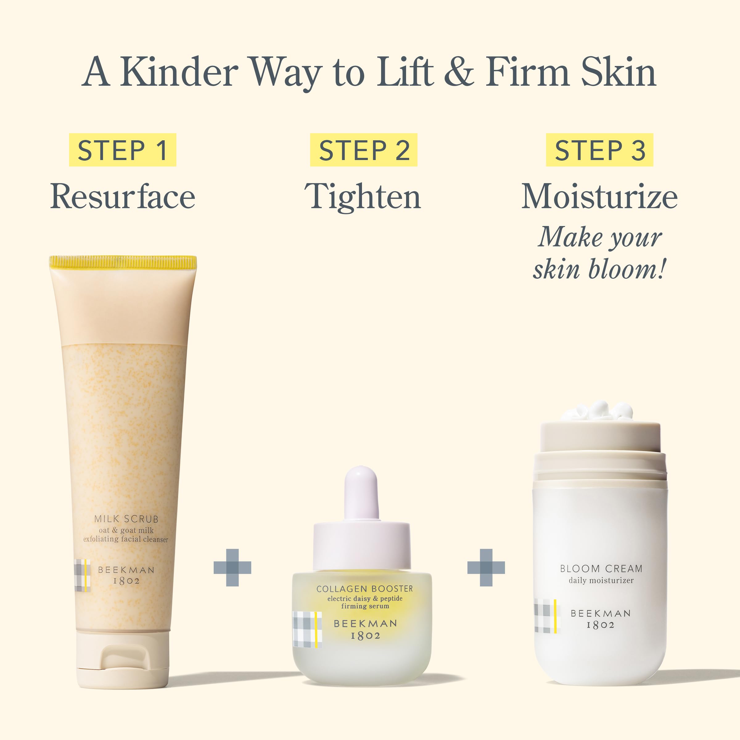 Beekman 1802 packaging box indicates clean, fragrance-free serum.