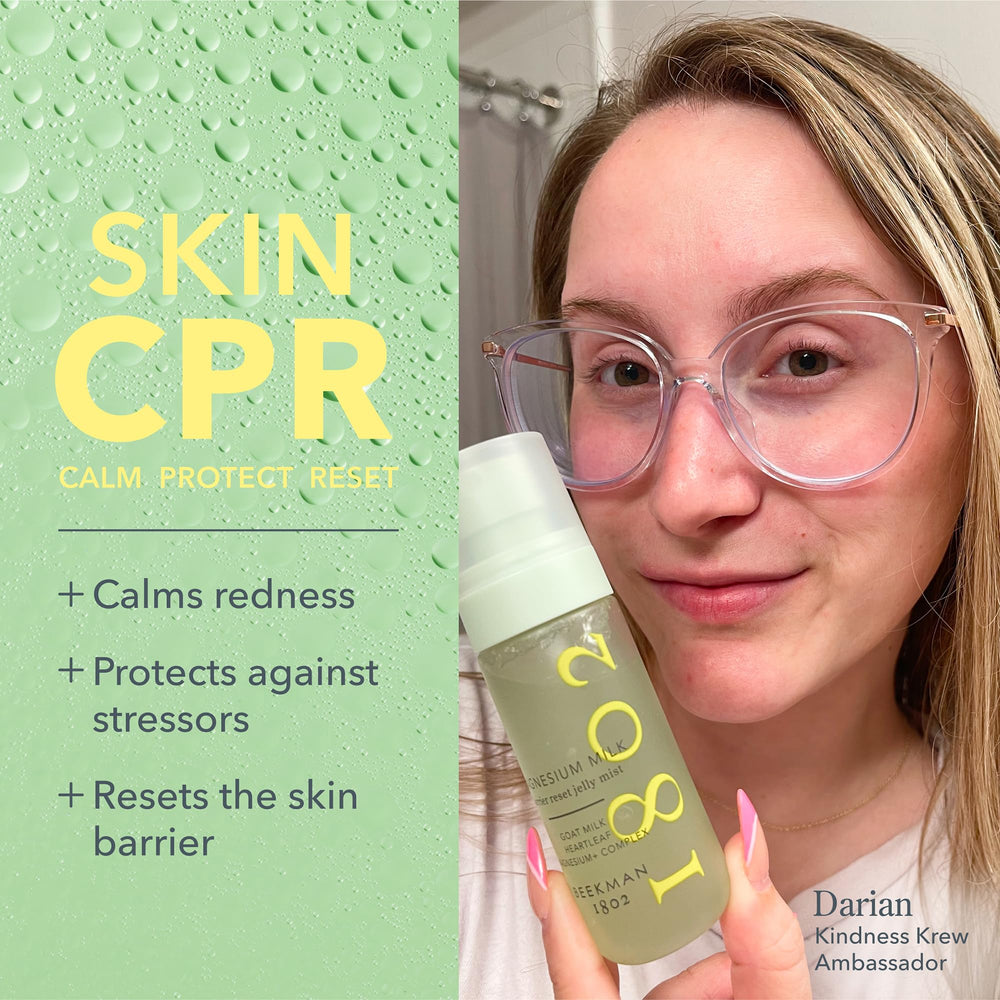 Beekman 1802 rosacea-prone skin usage scenario demonstrates gentle redness management