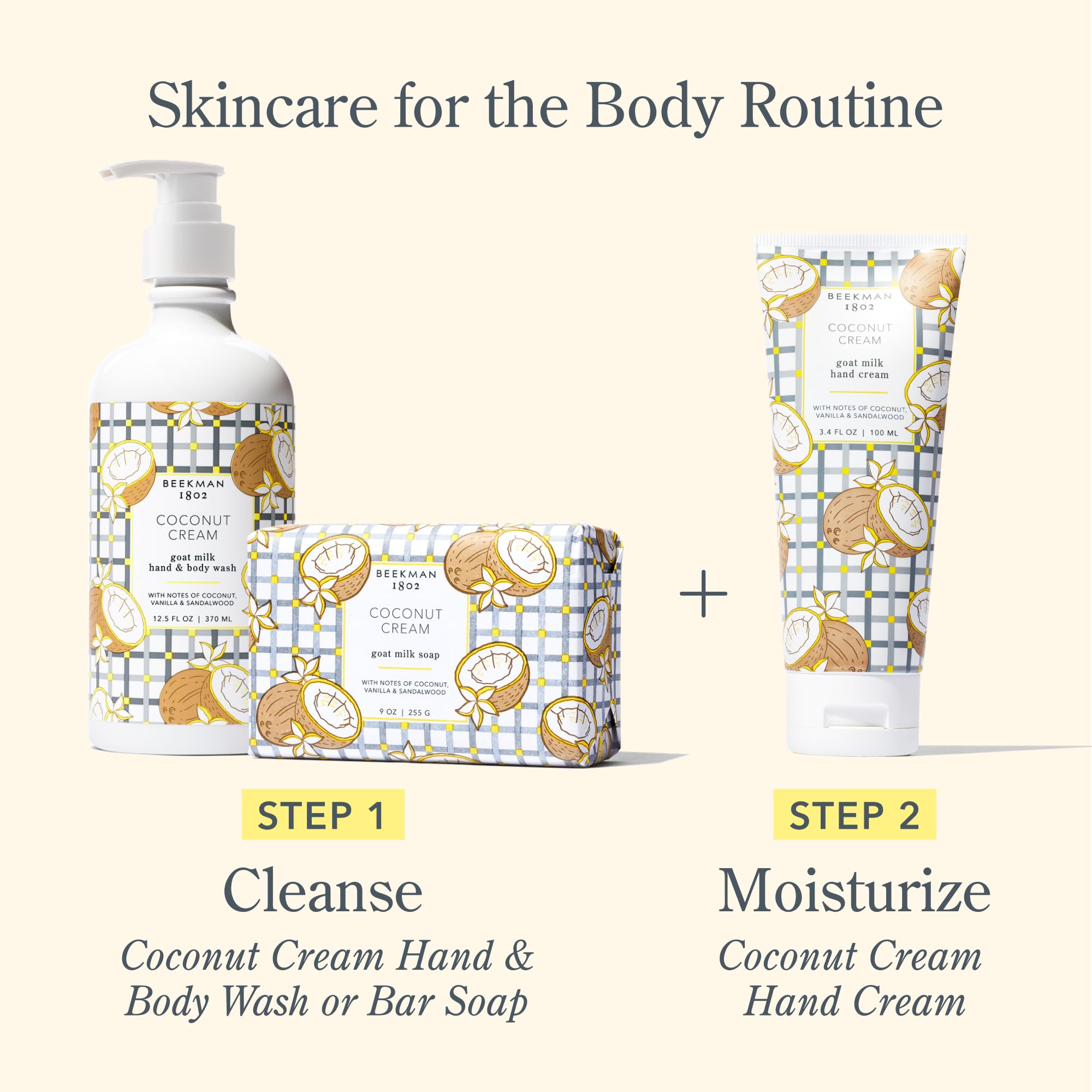 Beekman 1802 product shot on clean skin after shower for hydration.