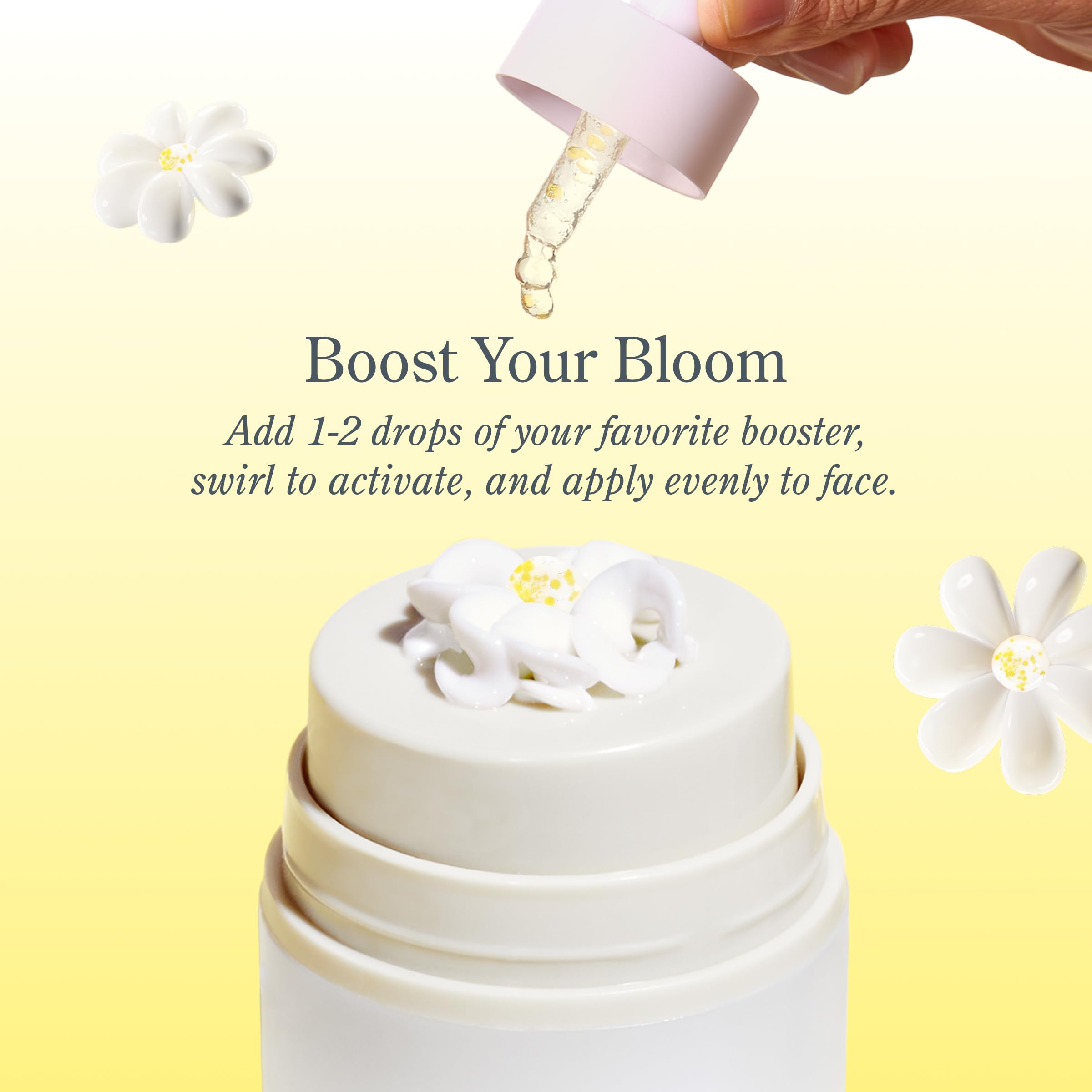Beekman 1802 serum being applied to clean, dry skin with 1–2 drops.