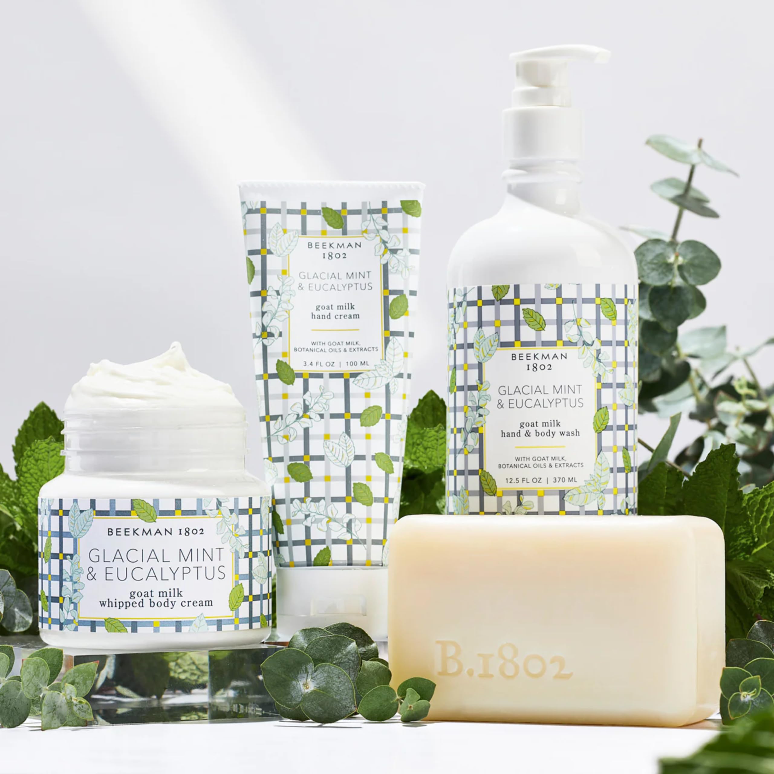 Beekman 1802 travel-friendly wipes on a vanity for post-cleanse refresh