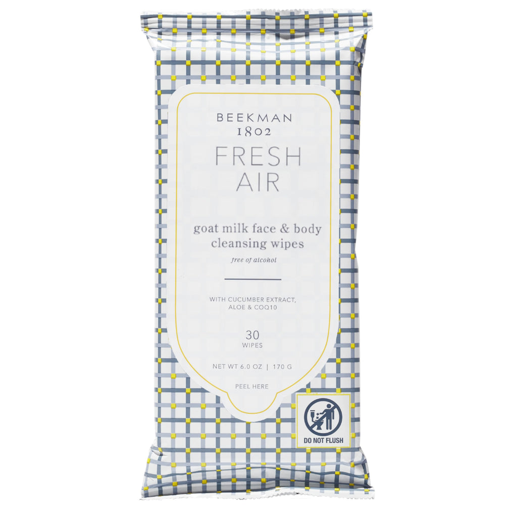 Beekman 1802 Face Wipes Fresh Air pack for on-the-go cleansing and refreshing skin.