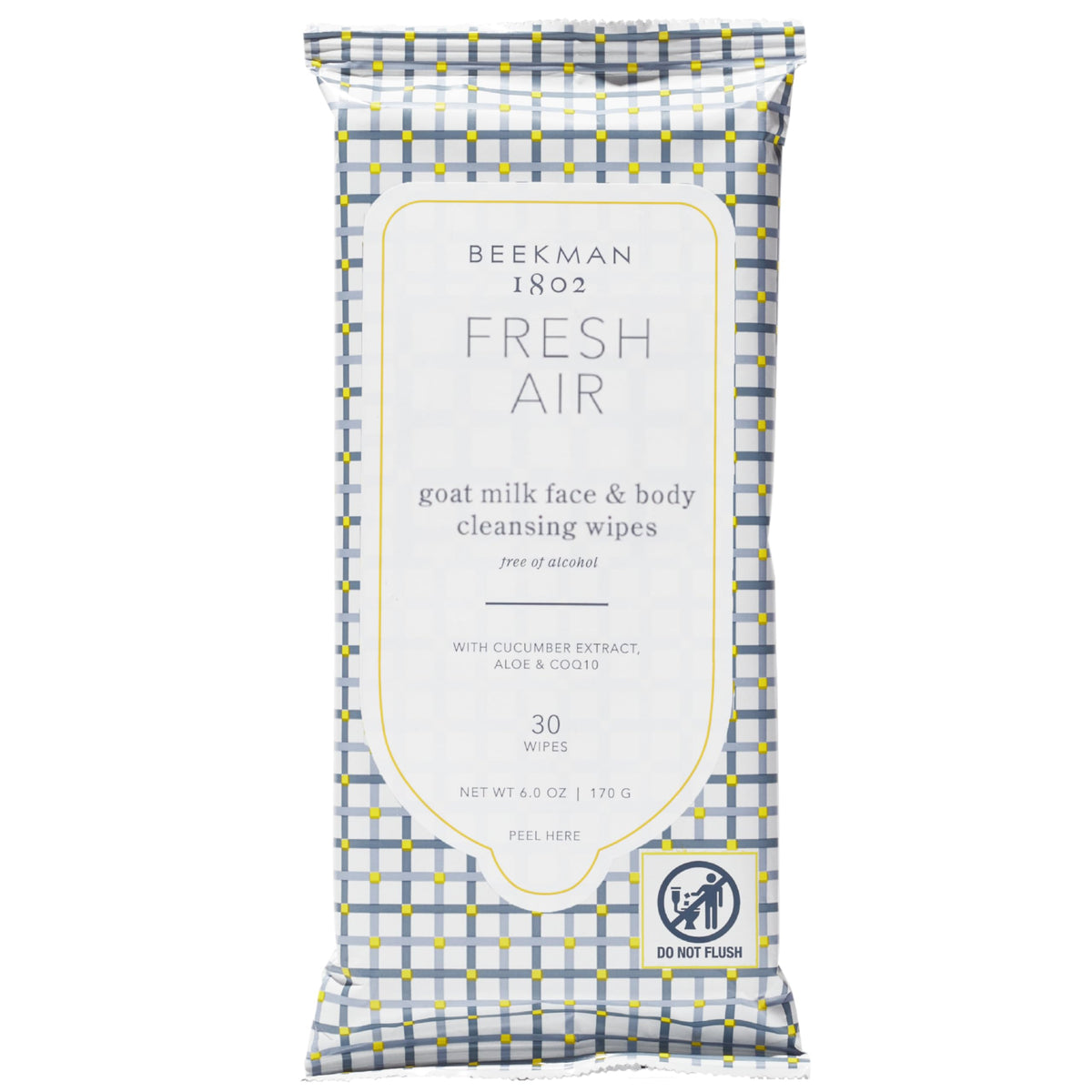 Beekman 1802 Face Wipes Fresh Air pack for on-the-go cleansing and refreshing skin.