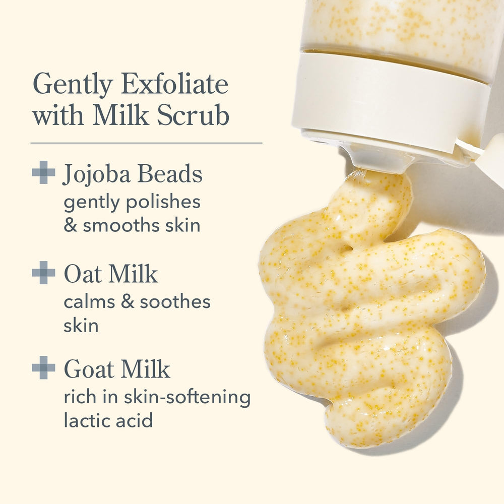 Beekman 1802 goat-milk image illustrates balanced pH for sensitive skin.