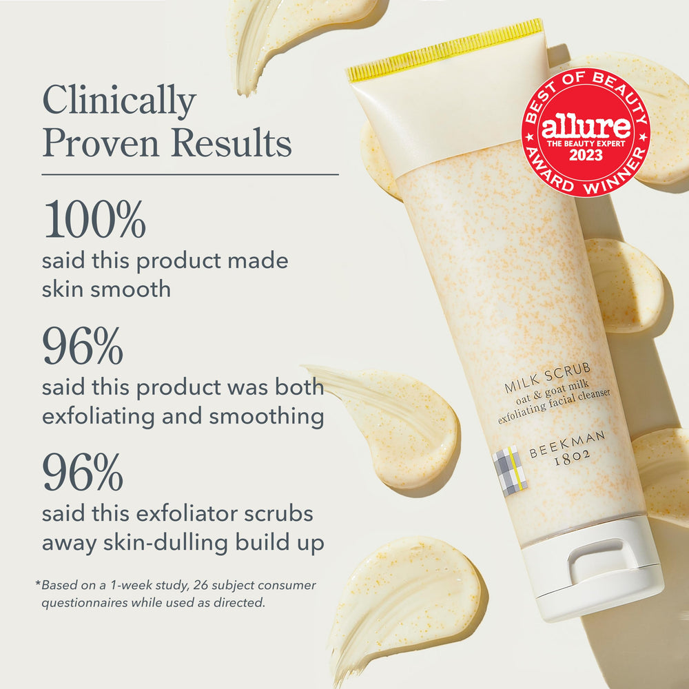 Beekman 1802 jojoba-beads-exfoliant displays non-abrasive exfoliation for skin-friendly renewal.