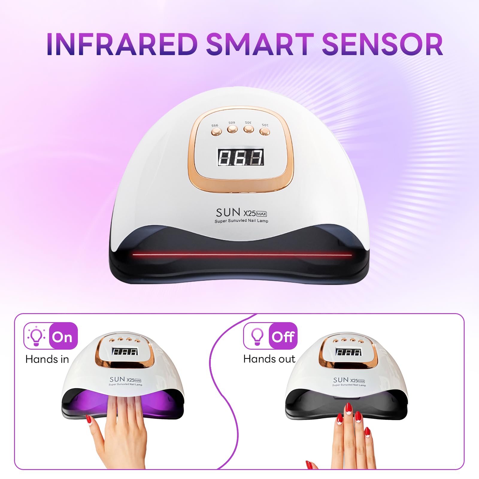 BEENLE 380W UV LED Nail Lamp side view showing compact profile for storage