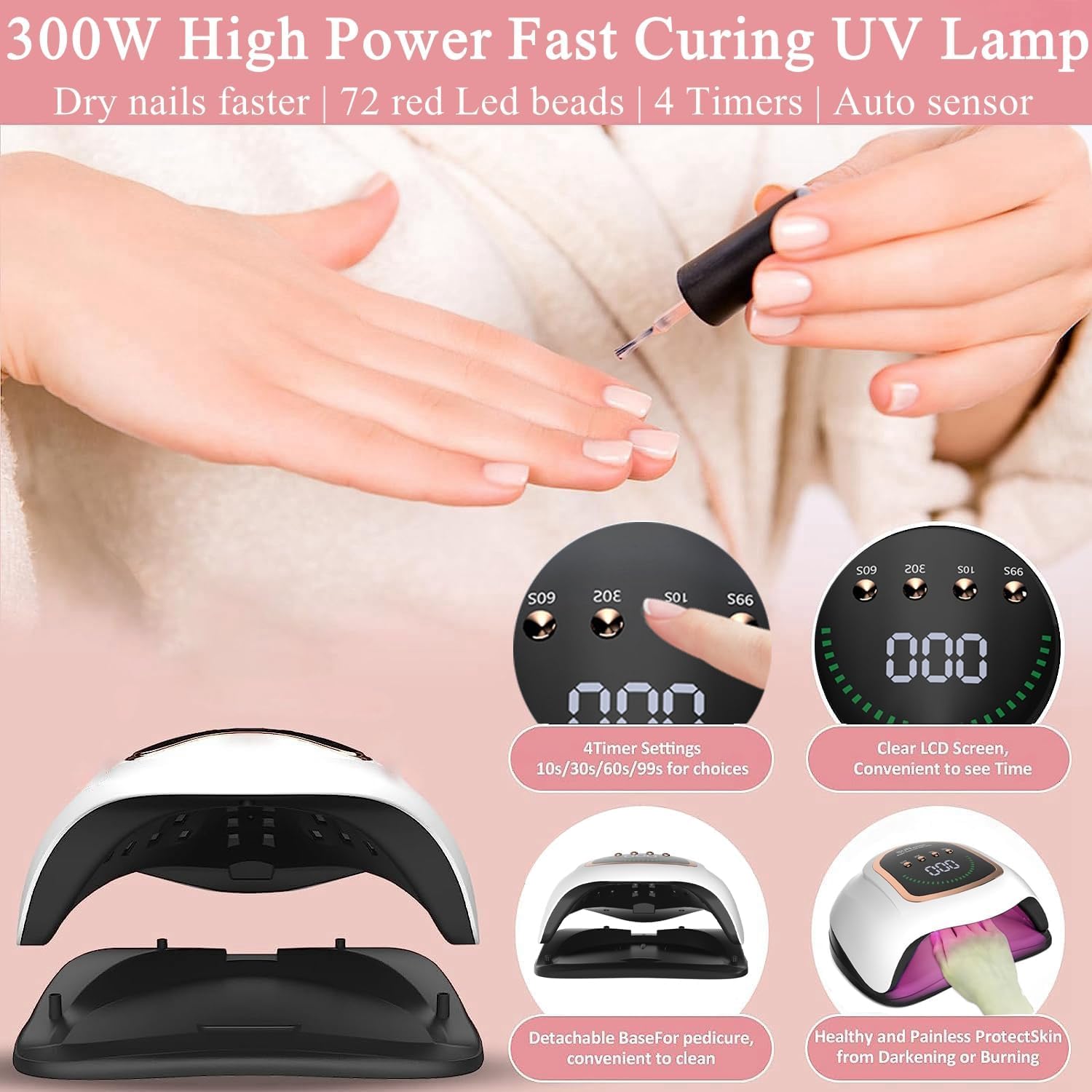 BEENLE UV LED Nail Lamp large LCD display aids precise timing