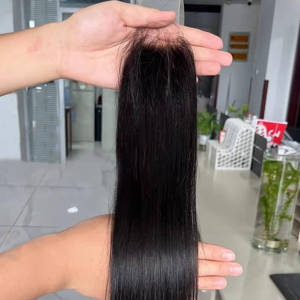 BEEOS 20-inch natural black human-hair closure ready for dye or curl.