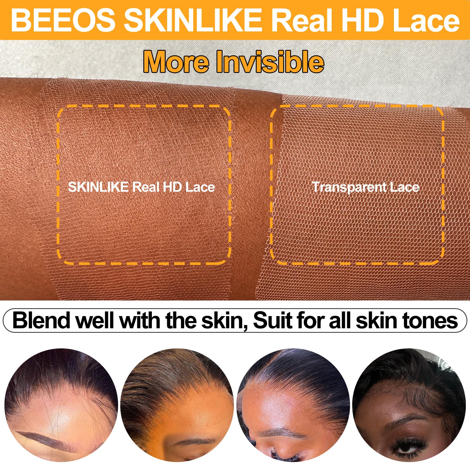Beeos natural black human hair closure ready for styling and color-match.