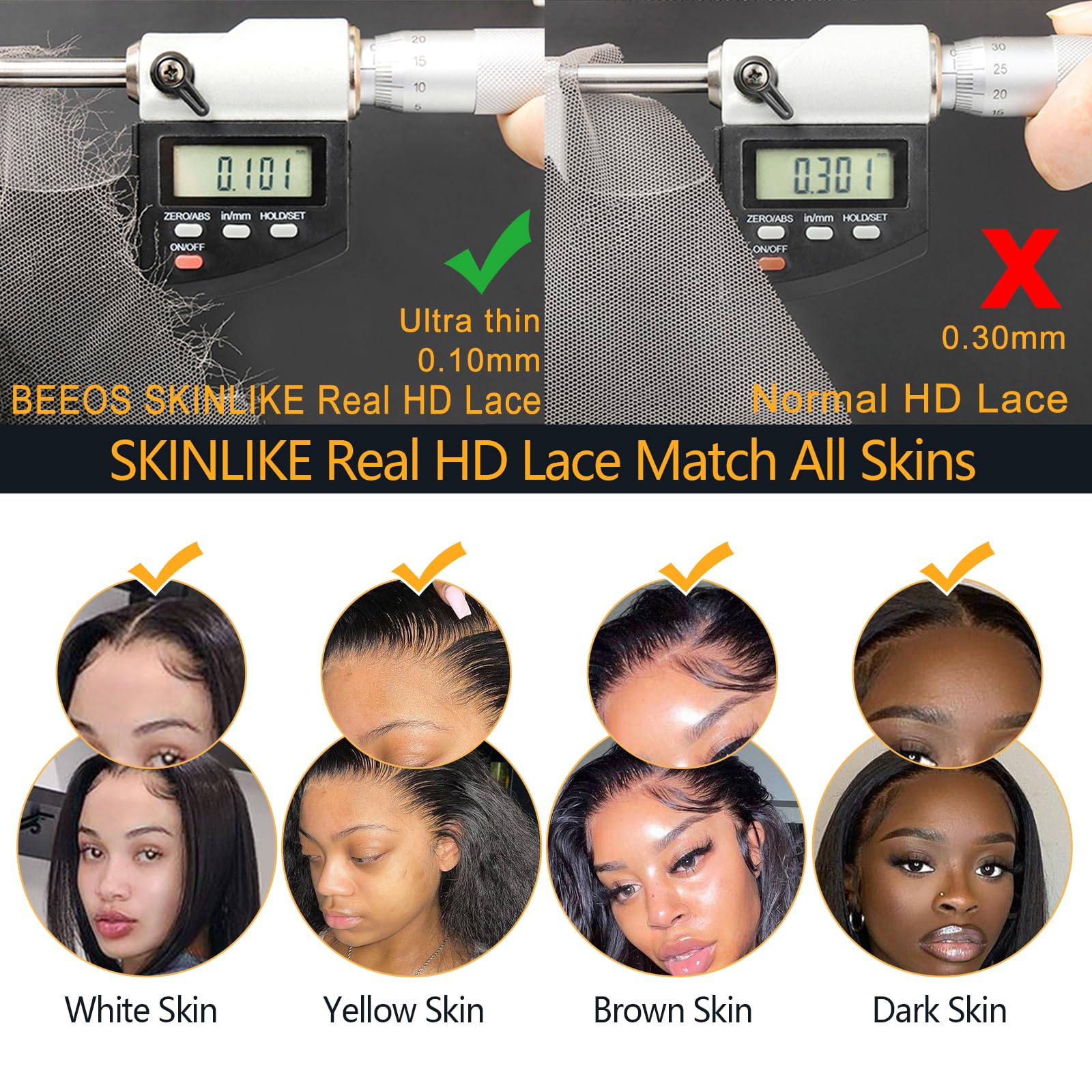 BEEOS straight hair closure offers sleek, manageable 20-inch length.