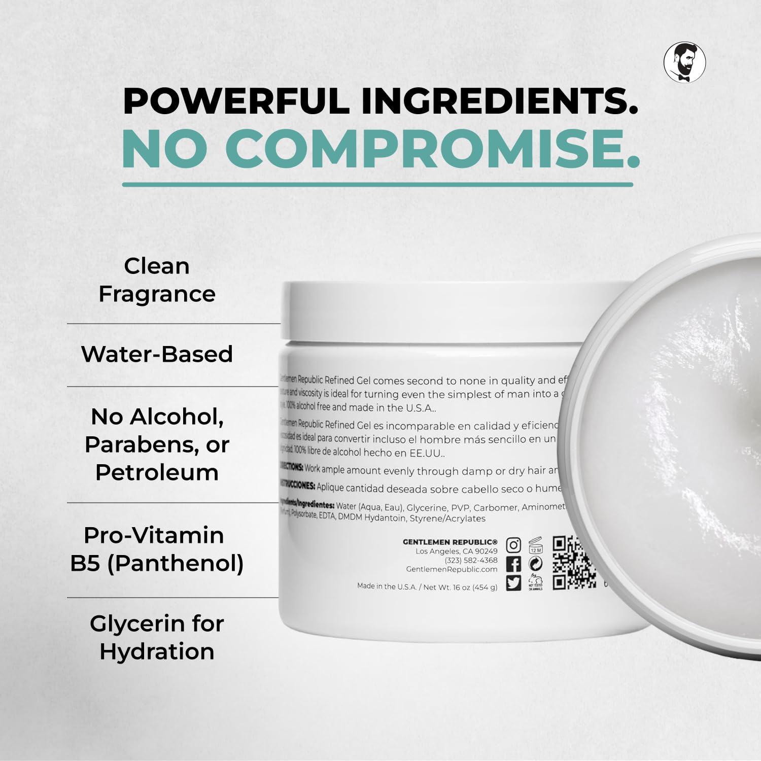 Beeswax-alcohol-parabens-free packaging closeup emphasizes clean formula.