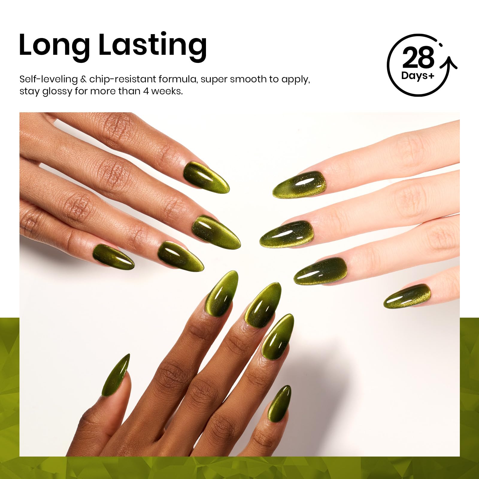 Beetles 15ml olive-green cat eye gel for professional or DIY manicure