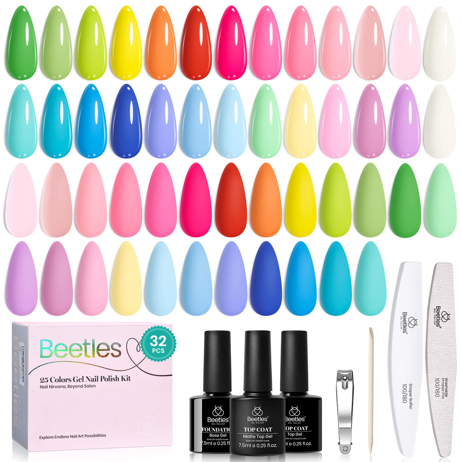 Beetles 25-colors swatches show versatile pastel palette for nails
