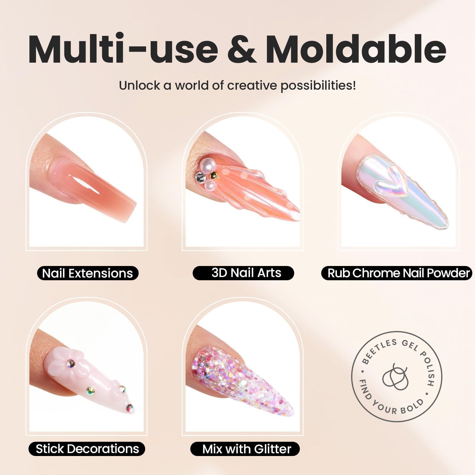 Beetles 3D gel Snowy Cone bottle-open image highlights clean application with glue and accessories