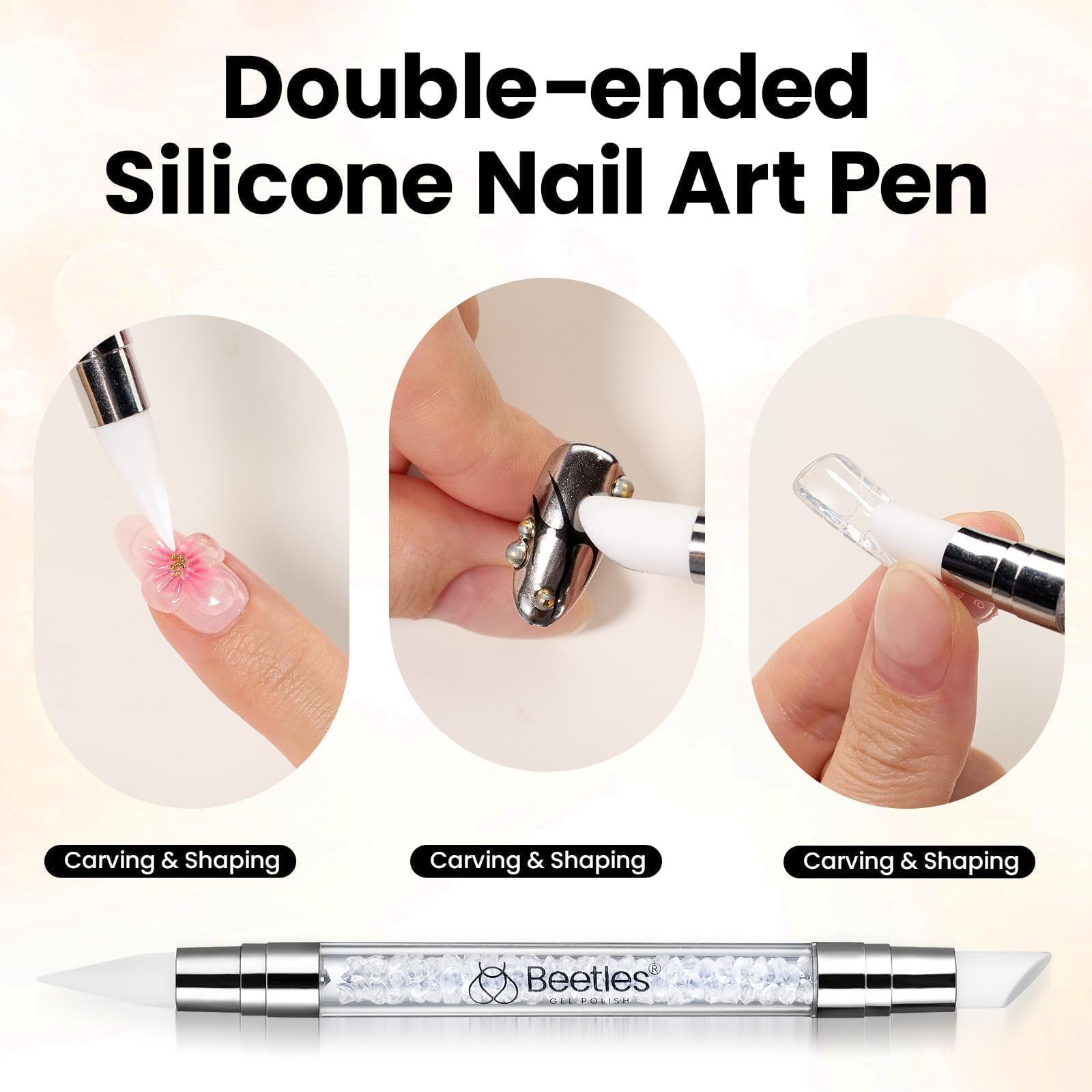 Beetles 3D gel Snowy Cone curing-ready nails with UV/LED lighting