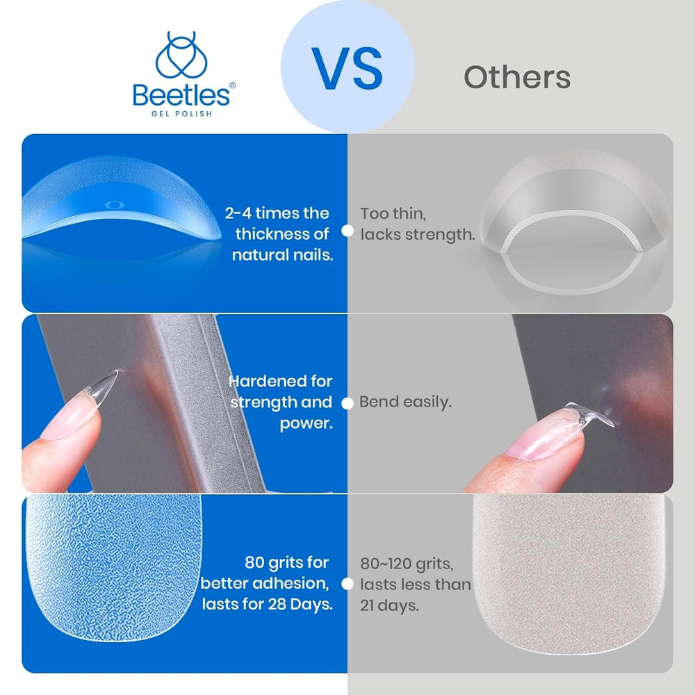 Beetles 504Pcs XS Short Square Nail Tips demo of quick application and tips.