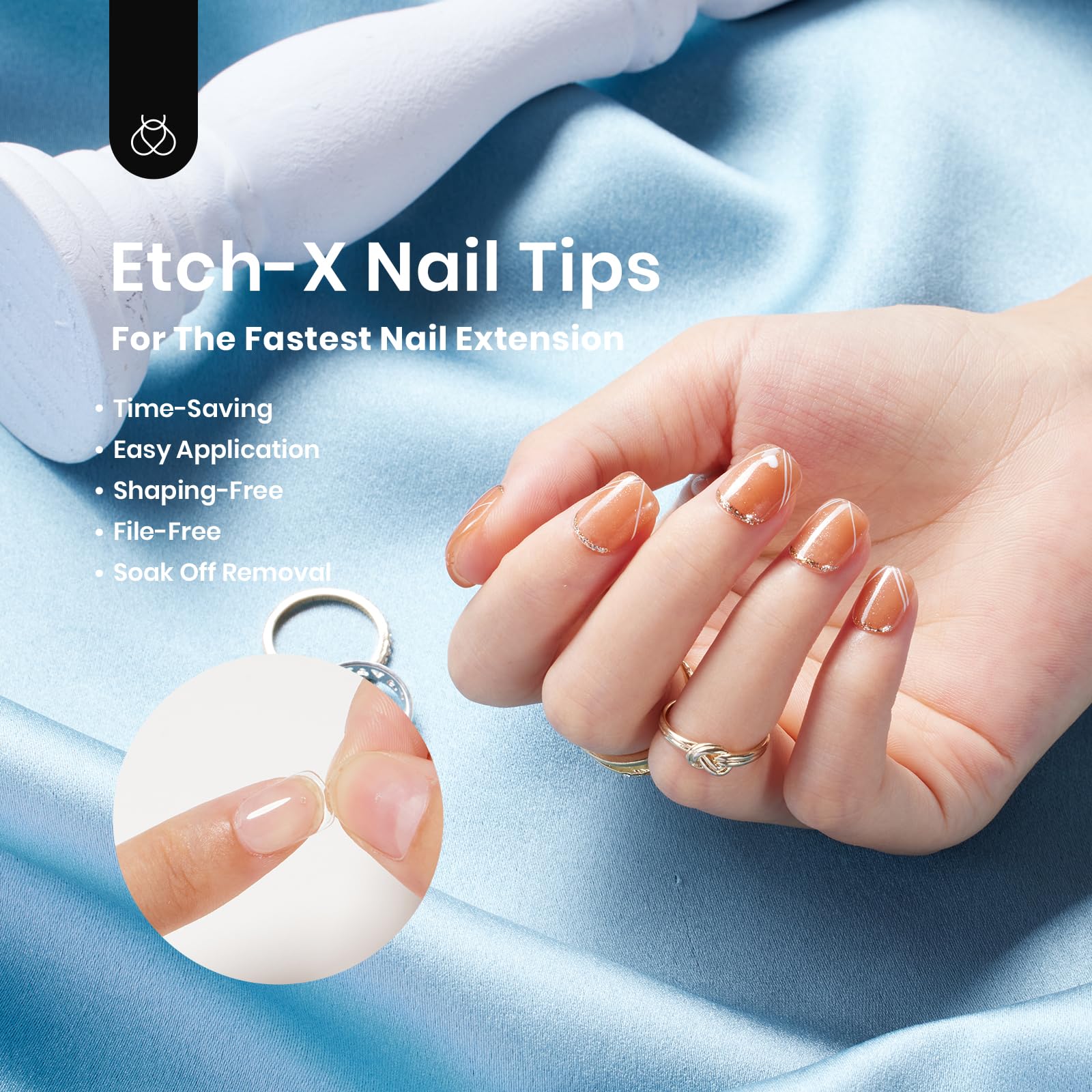 Beetles 504Pcs XS Short Square Nail Tips full-cover clear tips for natural-looking gel nails.