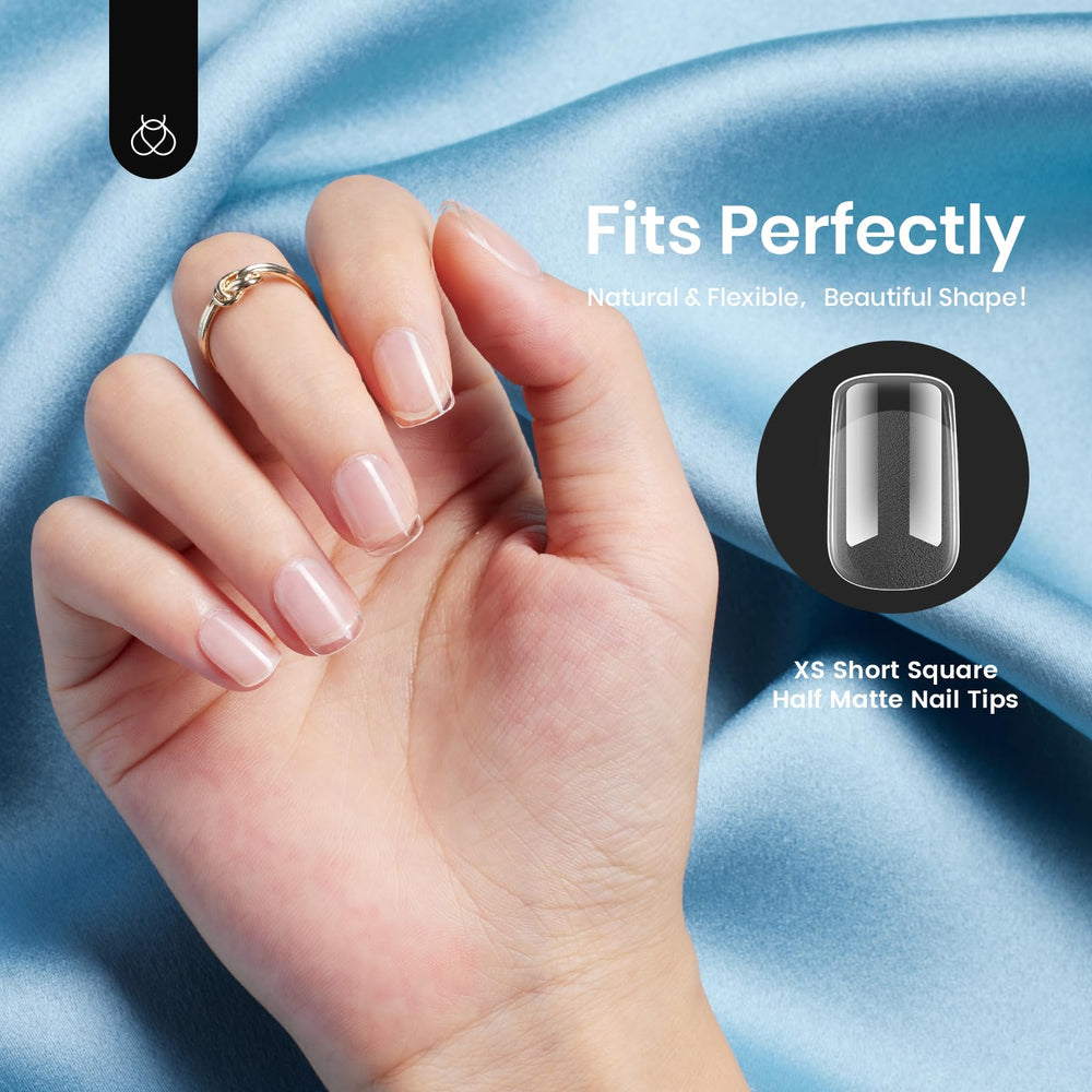 Beetles 504Pcs XS Short Square Nail Tips no shaping needed for faster manicure.