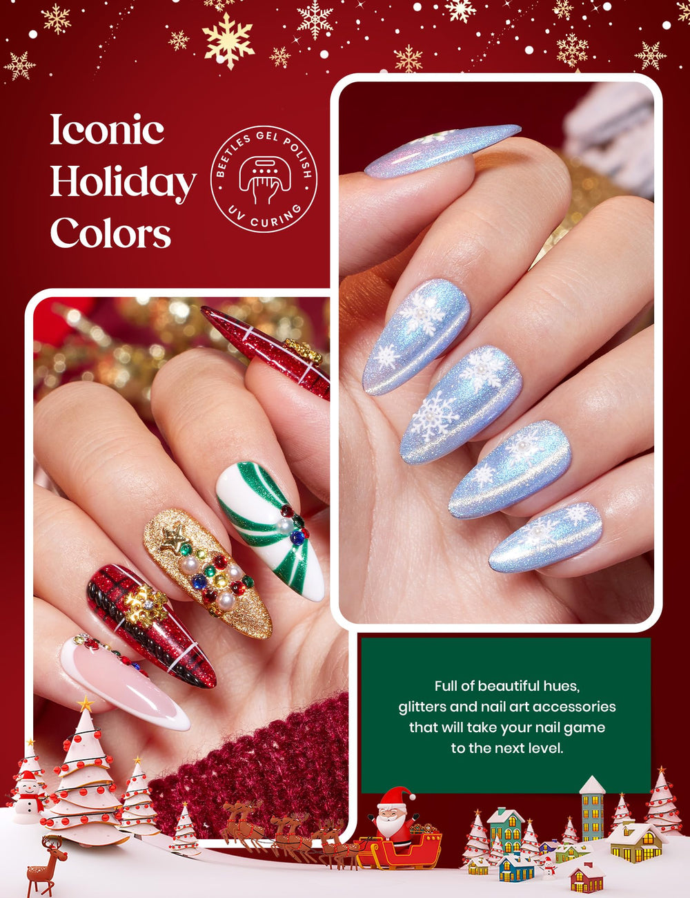 Beetles 6 dazzling red, green, gold gel polish shades for festive nails