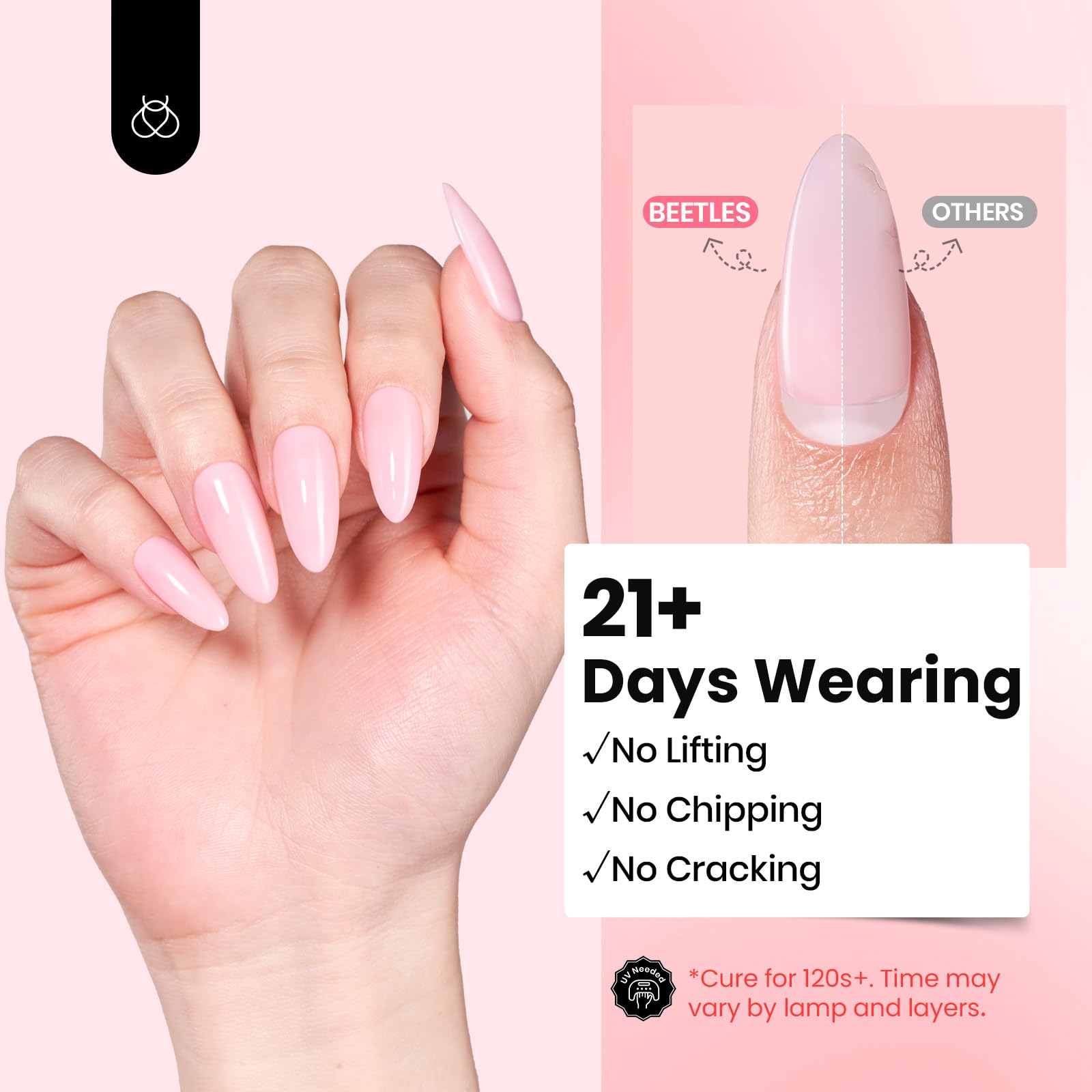 Beetles 9-in-1 sculpting gel used for extensions and gap filling.