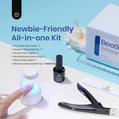 Beetles almond nail tips showcasing natural wear feel and durable extensions.