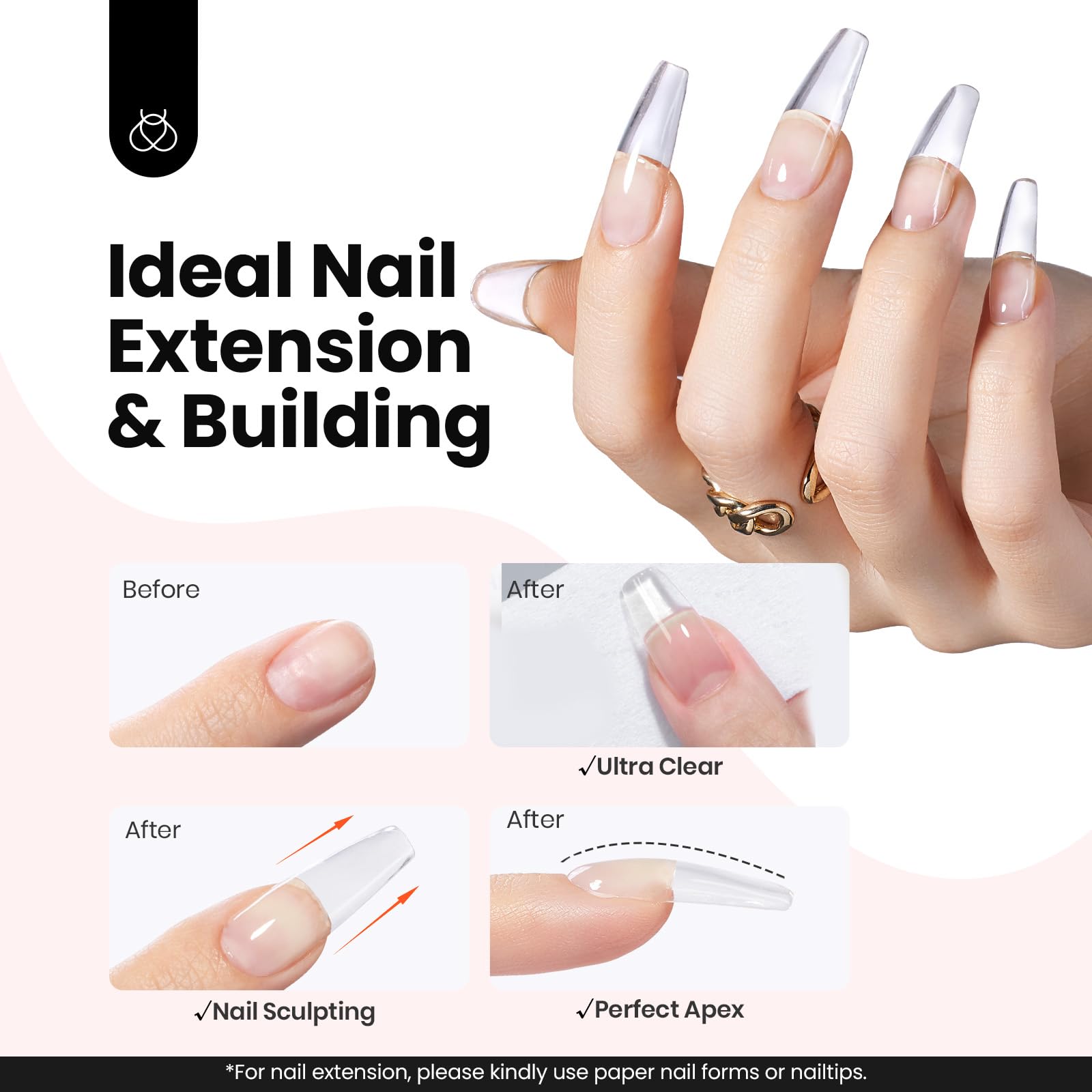 Beetles HEMA-Free Hard Gel apex-building-nail-extension helps create a durable C-curve for longer wear.