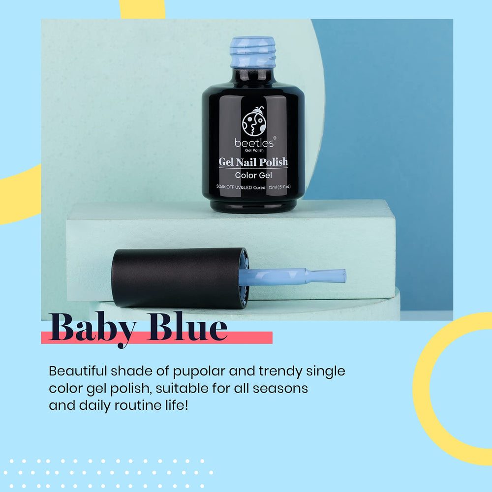 Beetles Baby Blue Gel Polish bottle with brush for smooth, easy application