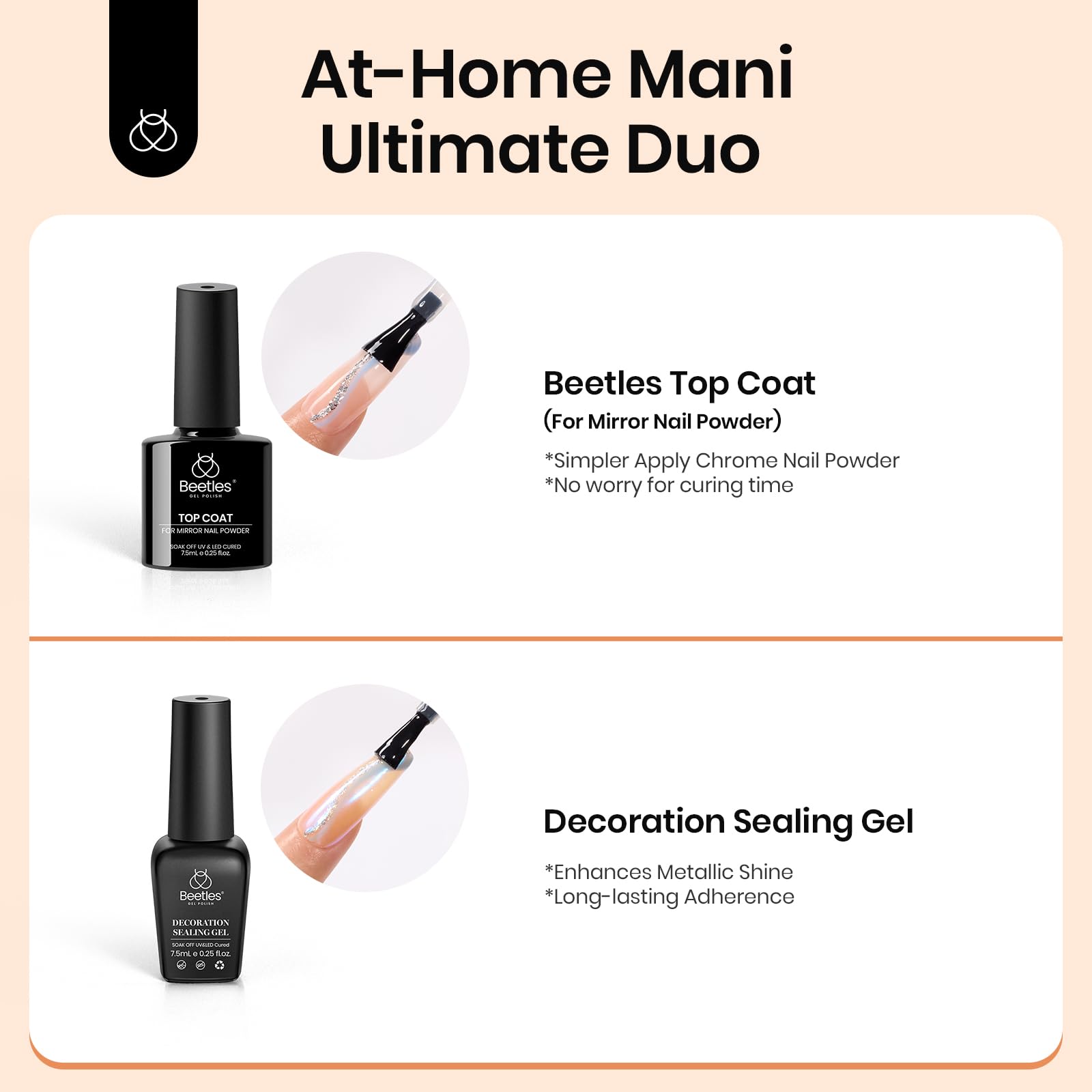 Beetles black gel polish adds contrast for chrome nail art