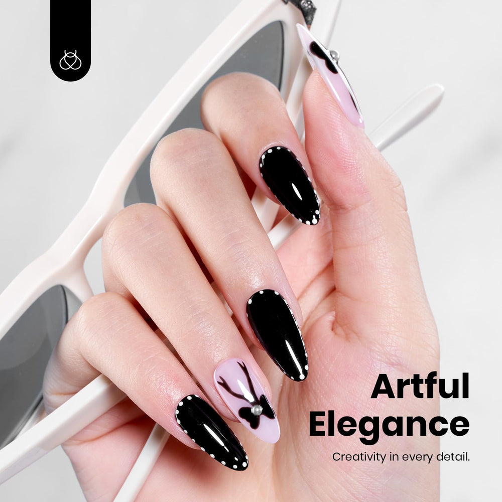 Beetles Black Winter Gel Polish bottle with note about base/top coat not included.