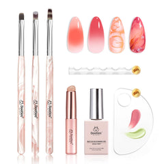 Beetles Blooming Gel oval brush shown for precise lines and gradient nails