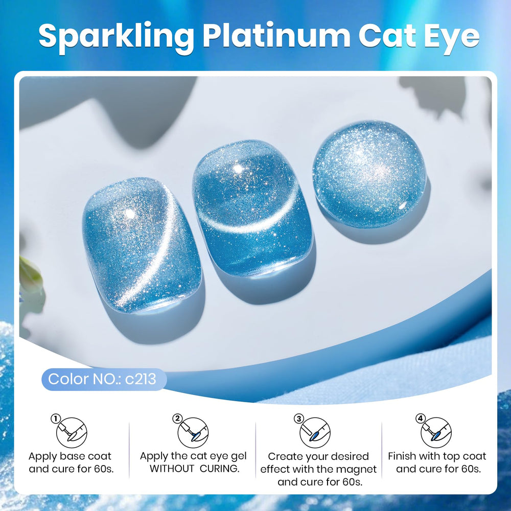 Beetles Blue Cat Eye magnet close-up revealing customizable magnetic effect.