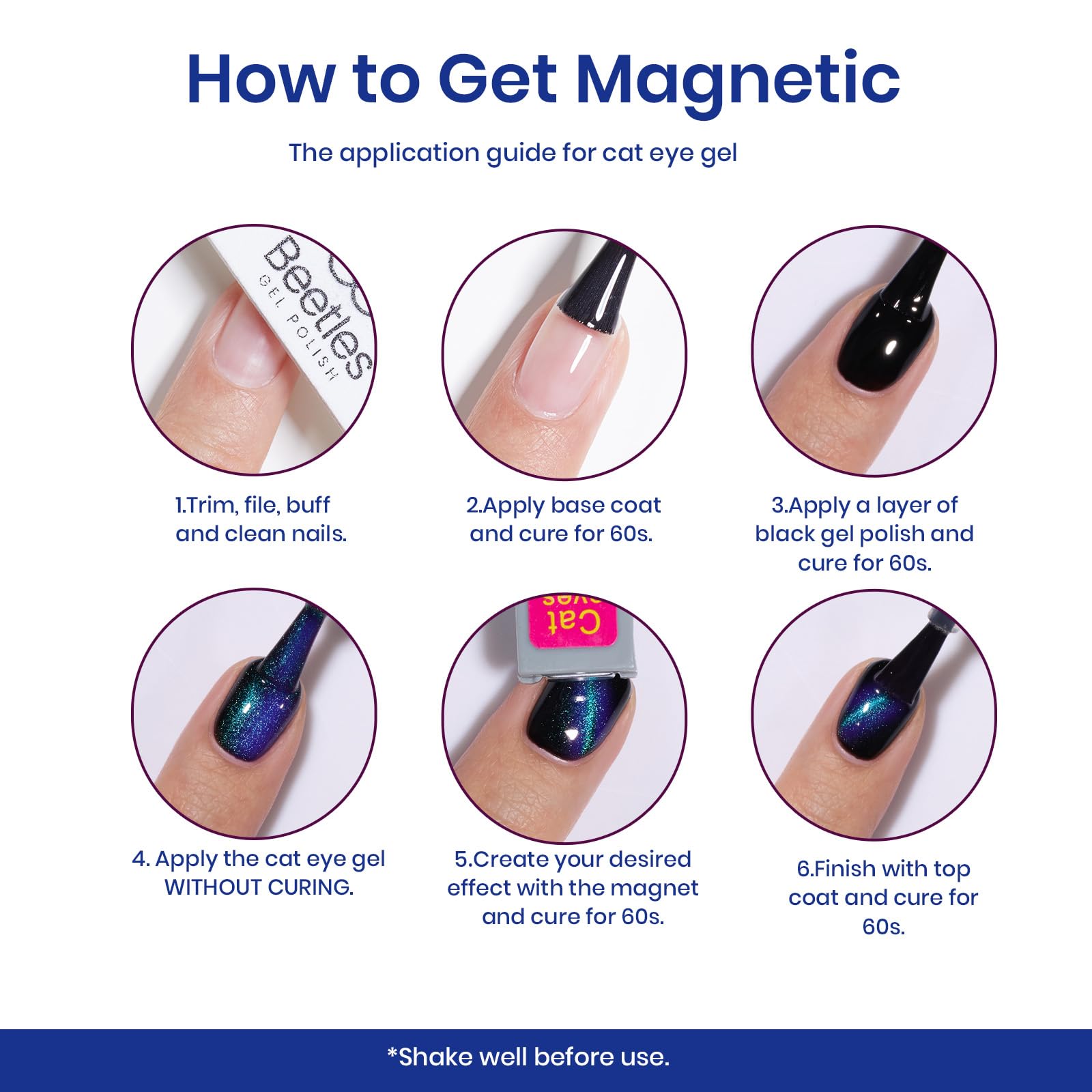 Beetles Blue Cat Eye Polish swatches reveal color shifts and holographic depth