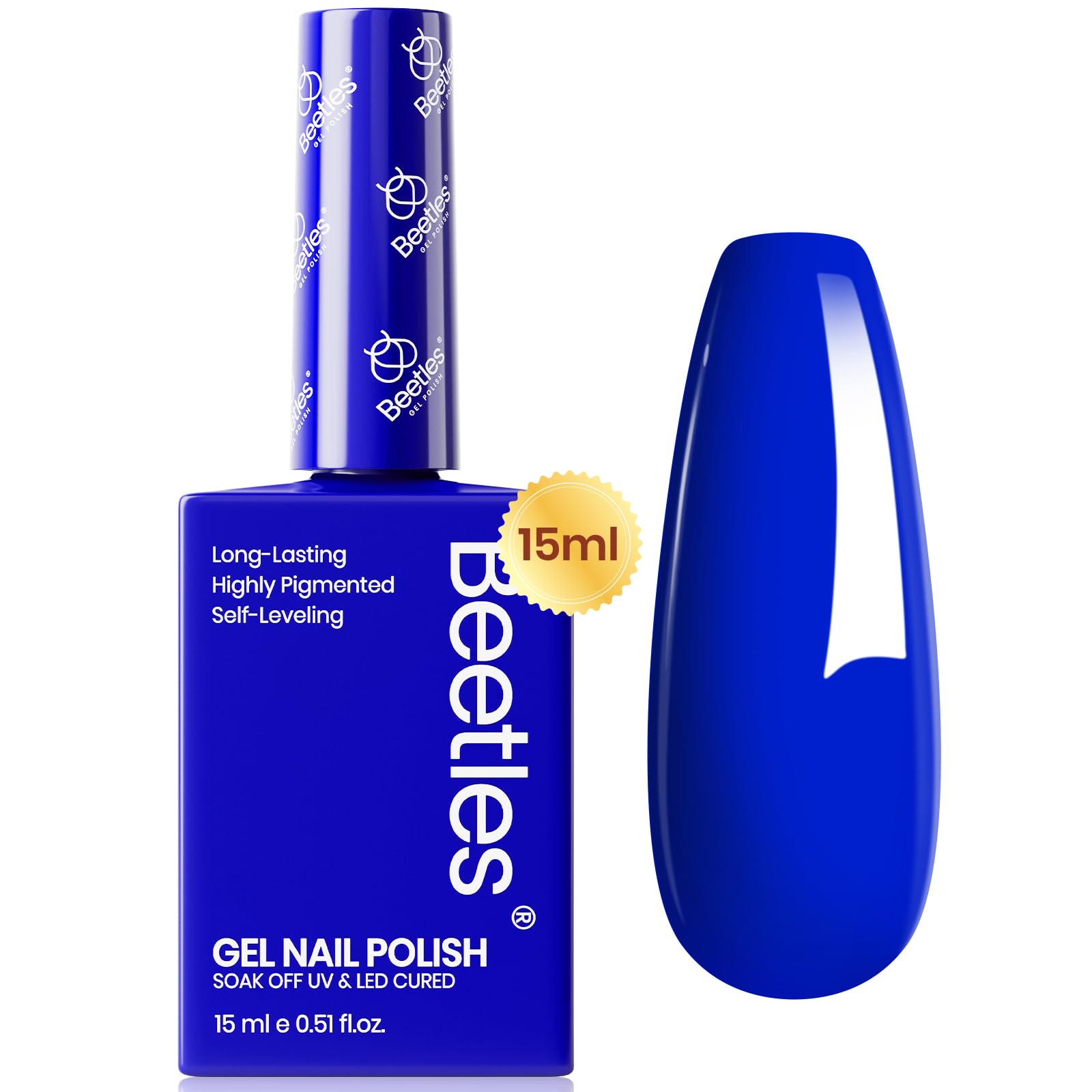 Beetles blue gel polish 15ml bottle close-up ideal for at-home kits