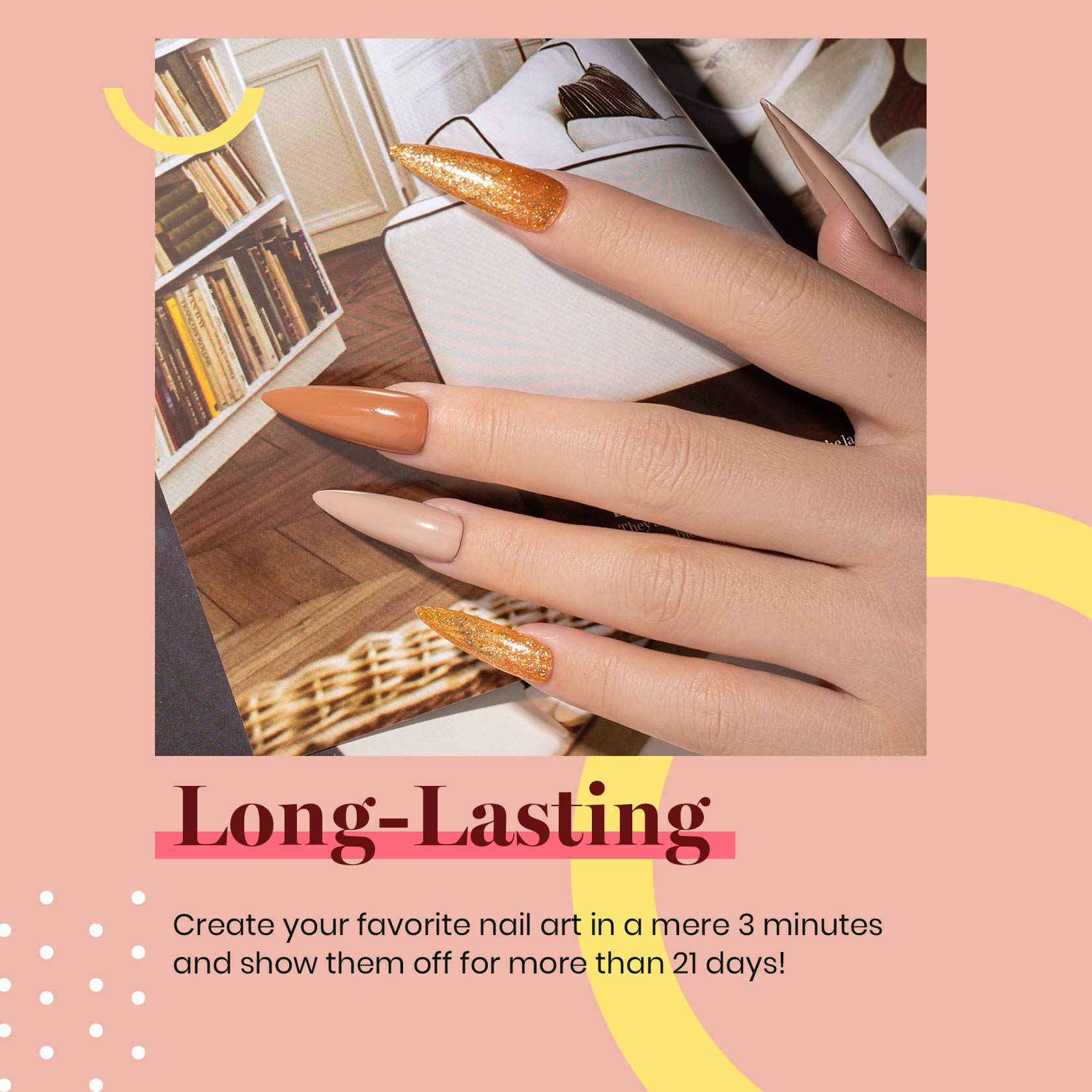 Beetles Brown Gel Nail Polish nude tone on nail for natural look