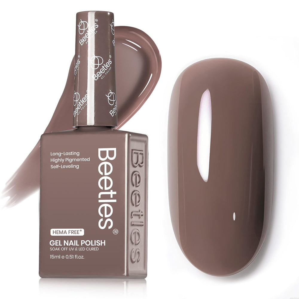 Beetles Brown Gel Nail Polish salon-finish image delivers high-gloss look in minutes.