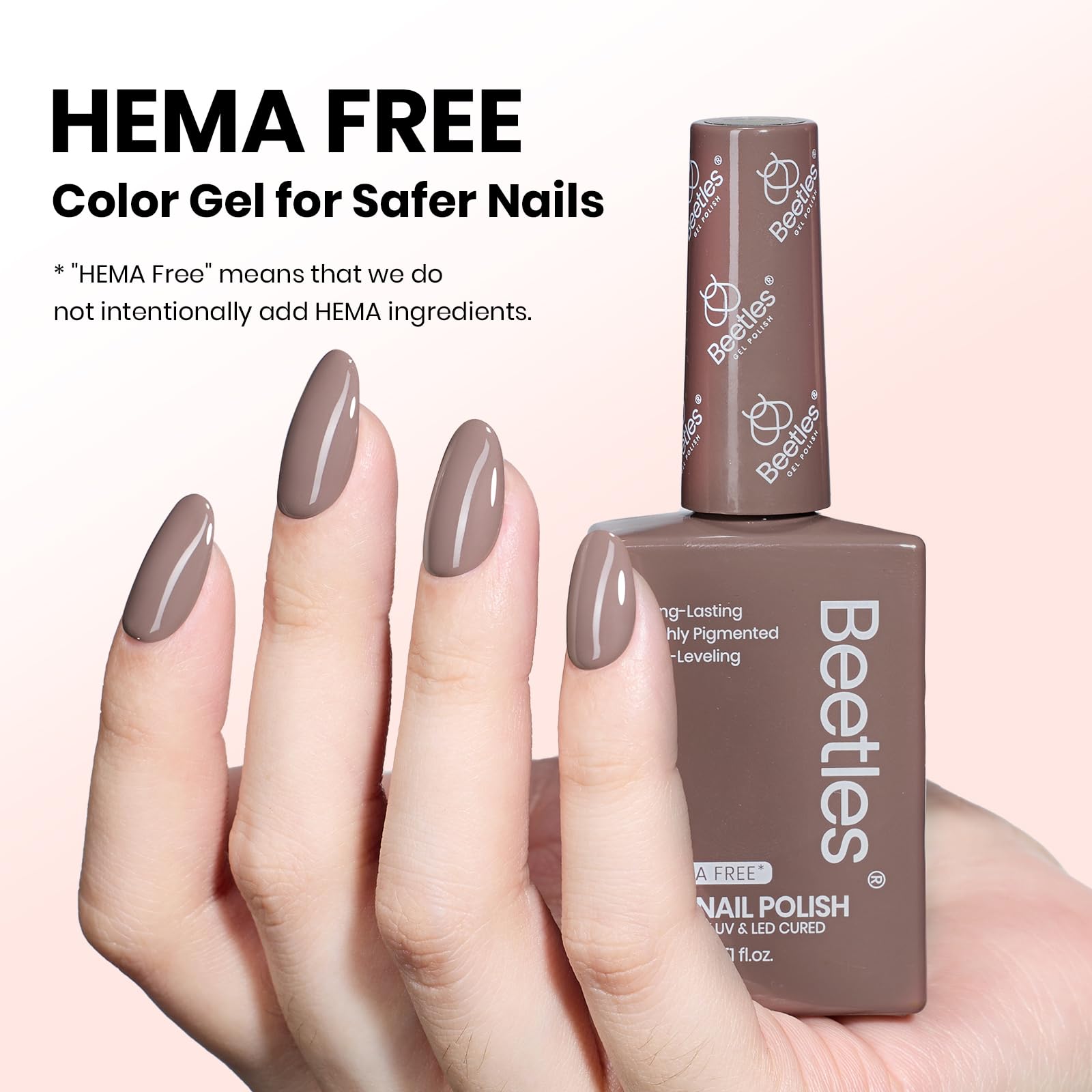Beetles Brown Gel Nail Polish swatches display latte routine shade for versatile manicure.