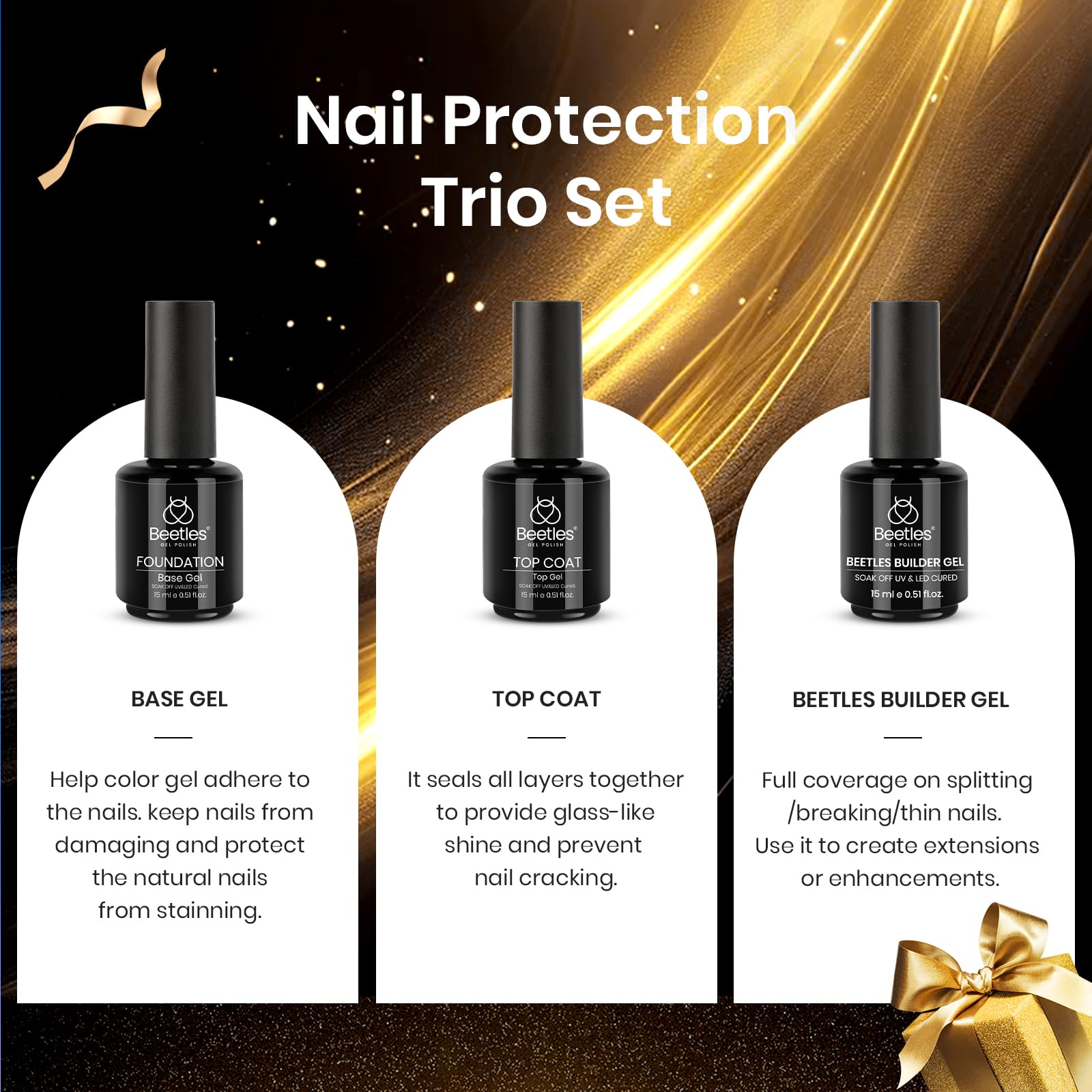 Beetles Builder Gel 15ml enables sturdy nail extensions with self-leveling ease.