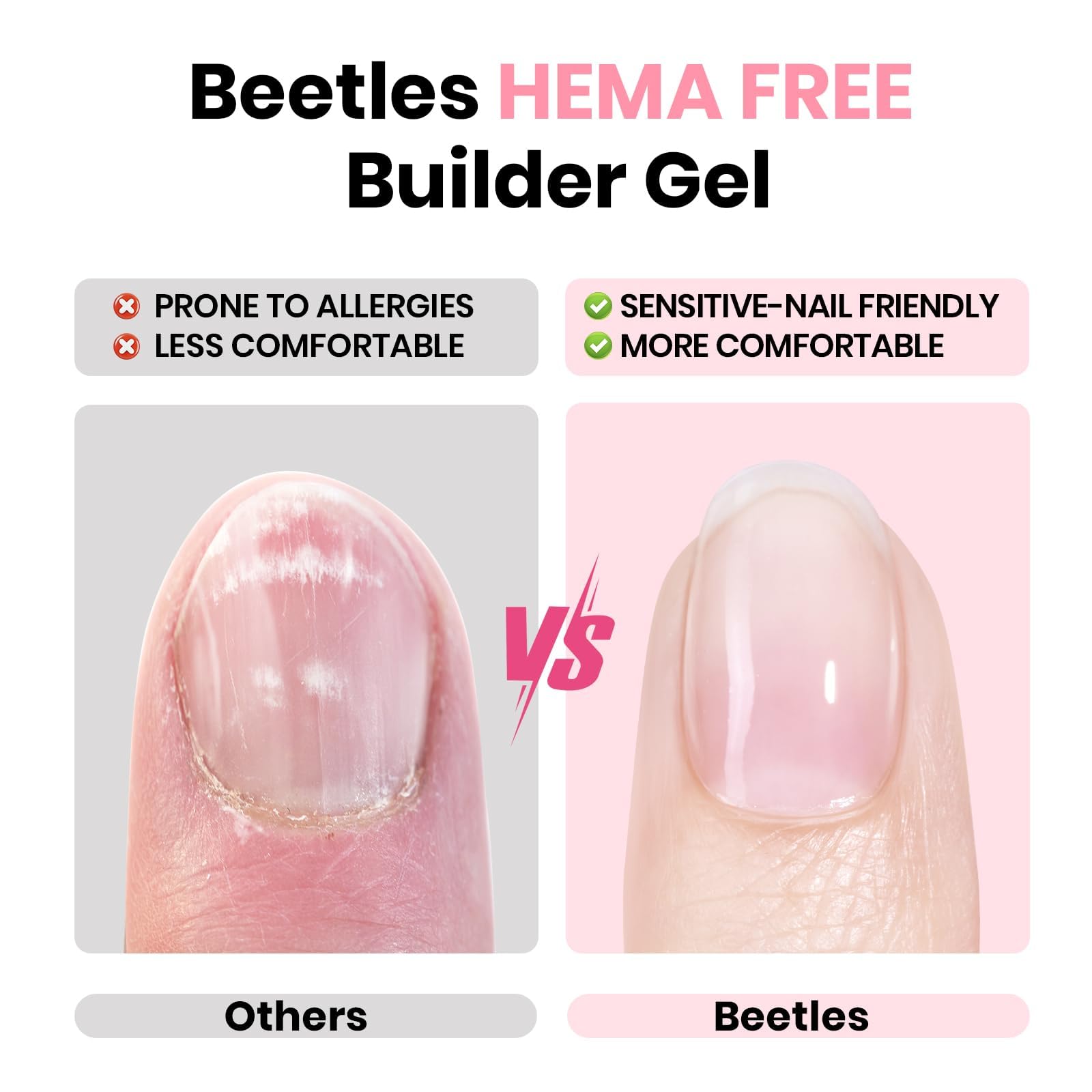 Beetles Builder Gel base coat improves adhesion for longer wear.