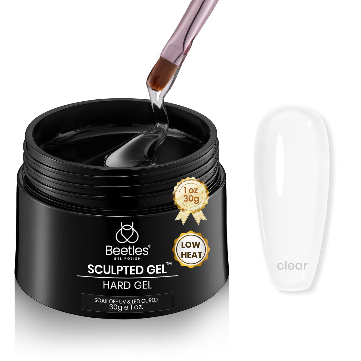 Beetles Builder Gel bottle pour highlights low-heat formula for comfortable salon cures