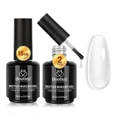 Beetles Builder Gel clear bottle top view for precise nail extensions