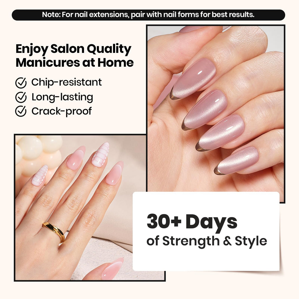 Beetles Builder Gel extension-forms shows versatile use with tips or forms